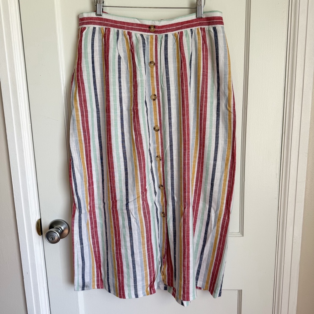 Striped Multicolor Button-Down Skirt
